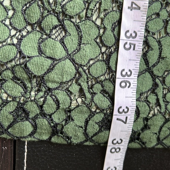 Tory Burch Mariana sheath dress Olive Green Black Jacquard Satin Lace Sz 12 - Picture 16 of 16